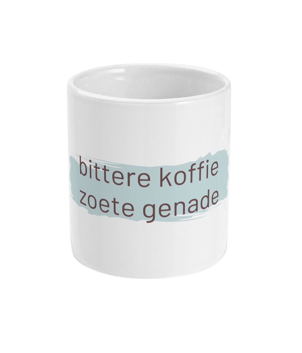 Bittere koffie, zoete genade mok
