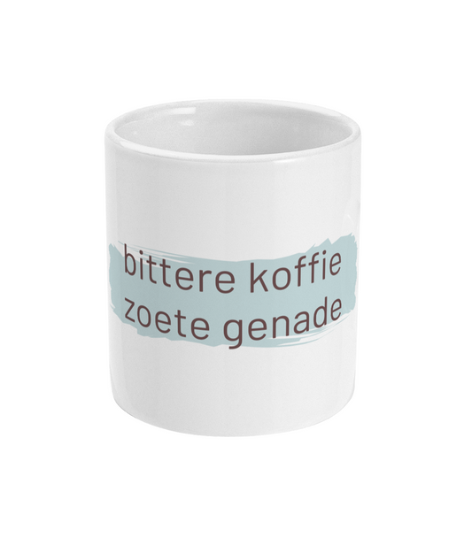Bittere koffie, zoete genade mok